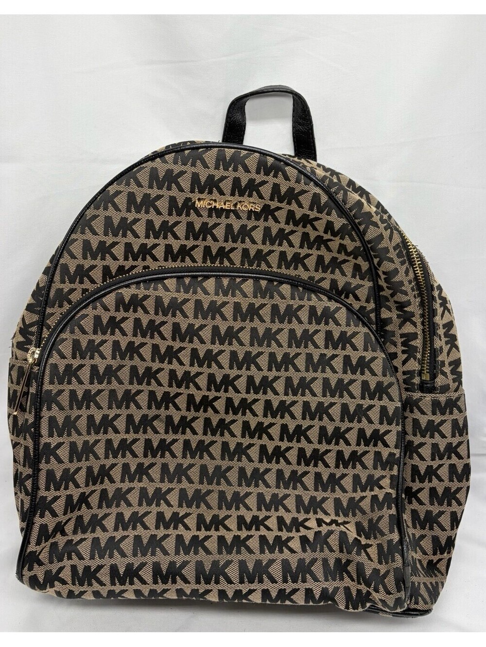 Michael Kors Abbey Medium Backpack Brown Black Gold MINT